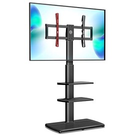 FITUEYES TV Stand for Max 65 Inch TVs Tall Floor TV Stands with Sturdy Wood Base Universal Corner Stand for Flat Panel Screen TVs Height Adjustable Shelves,Black