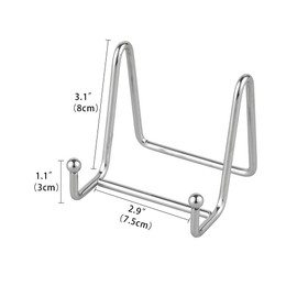 Easel Plate Stand Stand Holder - 1 Piece Iron Metal Plate Stand Plate Holder - Decorative Plate Holder - Picture Stand - Easel for Books - Silver - 7.6 cm