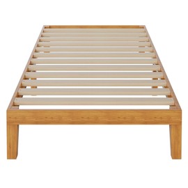 UOCFYK 12 Inch Solid Wood Platform Bed, Twin Size Bed Frame with Wood Slat Support, No Box Spring Needed, Easy Assembly, Natural Pine
