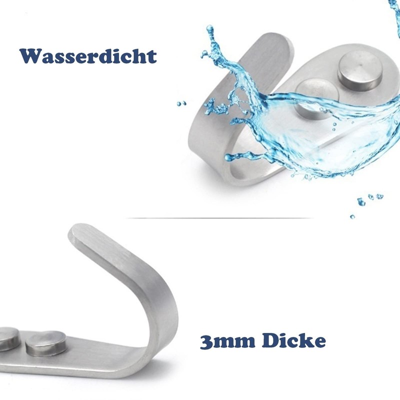 Mokife Coat Hooks Brushed Stainless Steel Pack of 6 Silver