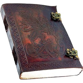 MONTEXOO Combo of Leather Journal Dragon Dungeons Dragonette Lined Diary Sketchook Notebook with Lock for Men Women Dnd Travel Bullet Handmade Vintage Old Antique
