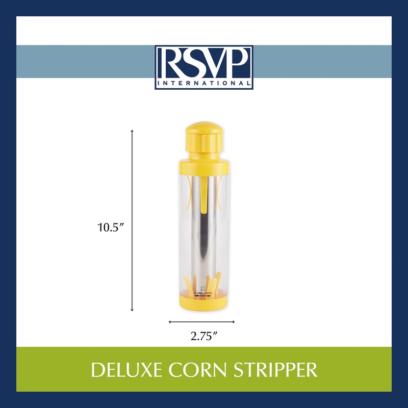 RSVP International Yellow Deluxe Corn Stripper, 10.5" | Quickly Remove