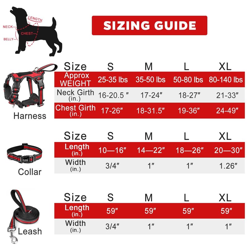 WINSEE Pet Harness Collar and Leash Set, All-in-one Reflective Dog