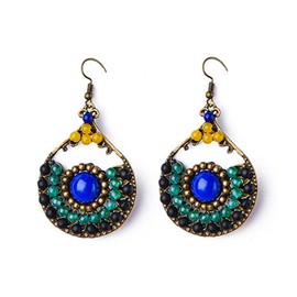 Large Romantic Sapphire Earrings Vintage Metal Dangle Earrings Romantic Bohemian Style Women Girls Vacation Party Jewelry