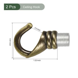 YOKIVE 2 Pcs Alloy M10 Ceiling Hook, Electroplate Pendant Fixtures Hanger | Hanging Chandelier Light, Great for Home (Bronze, 0.91x1.22-Inch)