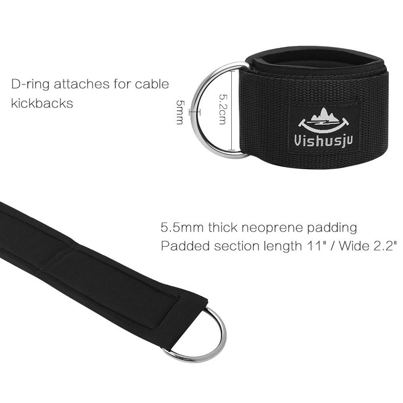 Vishusju Ankle Straps Wrist Cuffs 5.5mm Neoprene Padded Large D-Ring