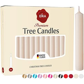 Eika Premium Christmas Tree Candles - Set of 100 Traditional Christmas Wax Candles for Pyramids, Carousels & Chimes - Made in Europe - Solid Colored - Champagne
