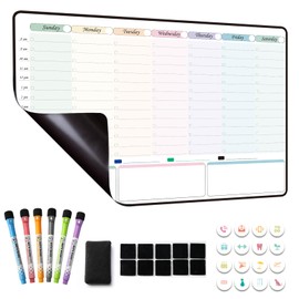 TIMCLUTCH Magnetic Dry Erase Weekly Planner with Hourly Time Slots Whiteboard Calendar for Fridge, Schedule Board, to DO and Chore List for Family 16.5”(L) × 11”(H)