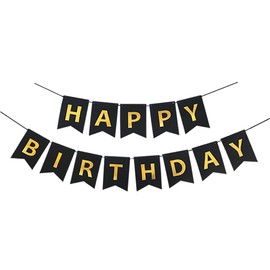 Tadipri Happy Birthday Banner Black Gold Happy Birthday Black Gold Personality Design Table Party Party Birthday Ceremony Decoration