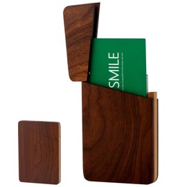 YOYAI Wood Business Card Holder Case Magnetic Closure Portable Lightweight Handcrafted Wooden Card Carrier