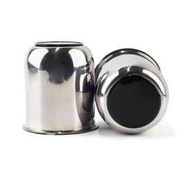 HowioZil 2Pcs 3.19in Trailer Wheel Center Caps Push Through Stainless Steel Hub caps for Truck SUV RV Wheel Rim, Chrome with Black Top Wheel Cover