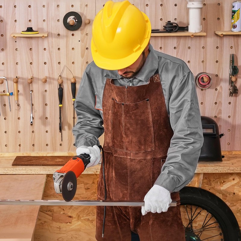 VEVOR Leather Welding Apron Split Leg, Heavy Duty Cowhide Flame