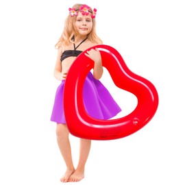 Heart Swimming Pool Float Loungers Tube, Water Fun Beach Party Toys for Kids，Birthday scene layout props.（18 in, Red）