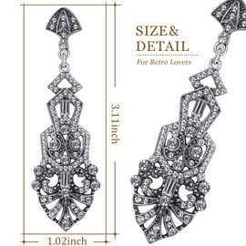 Coucoland 1920s Flapper Earrings Roaring 20s Great Gatsby Rhinestone Earrings (Stly2-Silver)