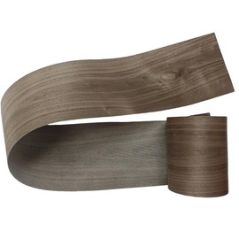 Black Walnut Wood Veneer Sheet,Flat Cut,8.5''x 98'',Iron On Stick Veneer Roll Without Paper,Pre-glued Hot Melt Self Adhesive Walnut Tape for Cabinet Furniture Plywood Laminate Speaker Renovation