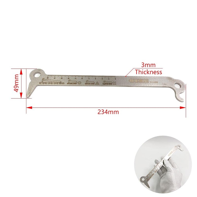 OTOM Motorcycle Chain Checker Wear Indicator 3in1 Exact Chain Hook