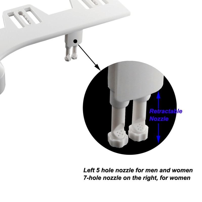 Bidet Attachment Self Cleaning Dual Nozzle Adjustable Water Pressure Cold