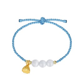 zhongguofen Glücksarmband Jade Partner Kettenarmband für Damen Mädchen, Handgefertigt Verstellbare Gute Reise Talisman Wunsch Sicherheit Wohlstand Guard Ihre Liebe Geschenk Freundschaft Armband