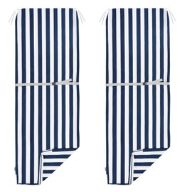 NettyPro Outdoor Patio Lounge Chair Cushion Covers Set 2 with Zipper and Tie, Water Repellent UV Resistant, 80 x 26 x 3 Inch, Replacement Cover Only, Stripes Navy Blue and White