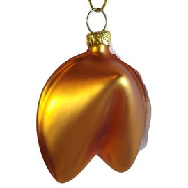 OnHoliday Glass Fortune Cookie Hanging Christmas Tree Ornament