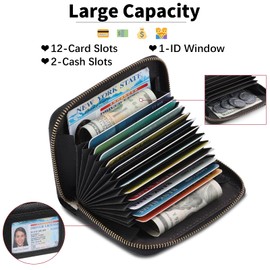 SENDEFN Leather Wallet Women RFID Blocking Small Compact Wallets Credit Card Holder with ID Window