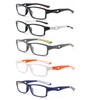 YQJYWZTF 5-Pack rectangular reading glasses sport design TR90 flexible Blue