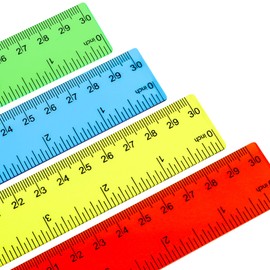 MOXYOY Plastic Ruler Set,30cm/12in Clear Ruler Kit Transparent Straight Measuring Tool for Student Classroom School Office Home,4Pcs