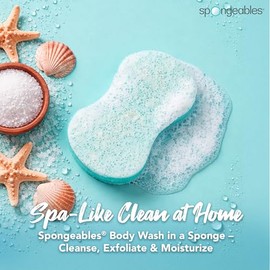 Exfoliating Body Wash In A Sponge, Sea Salt, Contains Avocado Oil and Vitamin E, Cleanse, Exfoliate, and Moisturise, 100ml, Pack Of 1 (Pack of 6)