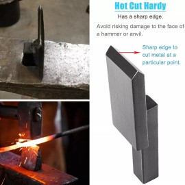 YMT 3pcs Blacksmith Anvil Forge Hardy Tool 3/4" Hot Cut Creasing Stake Spring Fuller