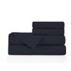 BASIC CHOICE Brushed Microfiber Bed Sheet Set, Navy, King, 4