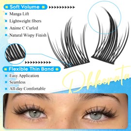 PHKERATA Manga Lash Extension Kit Natural Lash Clusters Kit Fairy Cluster Eyelash Extensions Kit Anime Eyelash Extension Kit Individual Lashes Clusters with Lash Glue Bond and Seal, 10-18mm