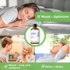 HIQILI Jasmine Essential Oil for Diffuser, Sleep, Massage, Skin Care, Aromatherapy - 30ML