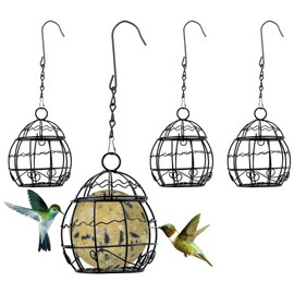 Pack of 4 Fat Ball Holder, Bird Feeder, Hanging Fat Ball Holder, Feeder for Birds, Feeder for Fat Balls, Metal Bird Feeder