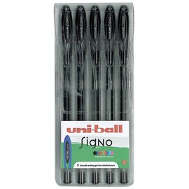 uni-ball Signo Gel UM-120 Rollerball Pens - Black, Pack of 5