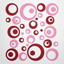 WANDfee® Wall Tattoo, Circles, Dots, 50 Stickers, Colour Choice For Children's Bedroom, Living Room, Hallway, Bathroom, Kitchen, Tile Stickers, pink