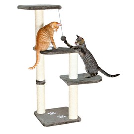 TRIXIE Altea Cat Tree, Tall Scratching Posts, 3 Elevated Platforms, Dangling Cat Toy, Cat Playground, Platinum Gray