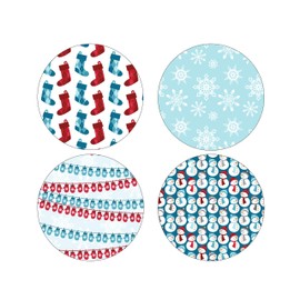 Winter Blue & Red Holiday Christmas Coasters Neoprene (Set of 4)
