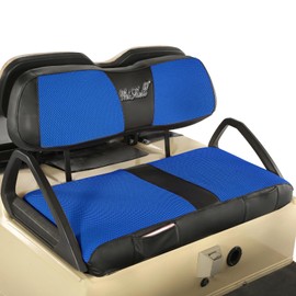 WEIMELL Golf Cart Seat Covers Fit for Club Car DS 2000-Up Front Seat Ordinary Cushion Covers Thickened Breathable Mesh with Vinyl Leather No Nail Gun Easy to Install Black & Blue