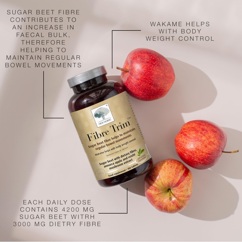 New Nordic Fibre Trim Tablets, Sugar Beet & Reishi, Plant-Based