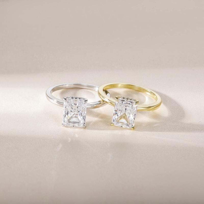 EAMTI 3CT 925 Sterling Silver Engagement Rings Radiant Cut Solitaire
