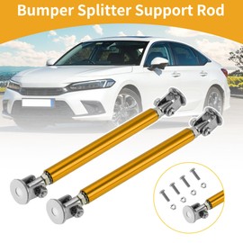 Partuto 2pcs 10cm/3.94in Car Splitter Support Rods Adjustable Front Rear Bumper Lip Splitter Strut Rod Tie Support Bars Gold Tone No Drilling Holes
