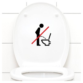 Grandora W733 Toilet Lid Sticker "Bitte im Sitzen pinkeln I Schwarz 11 x 12 cm I Pictogram WC Bathroom Toilet Lid Sticker