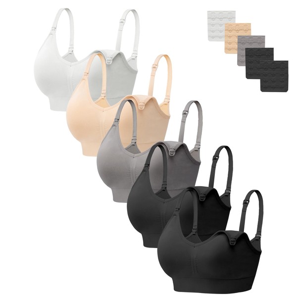 HBselect Women Maternity Bras 5 Pack Nursing Bras for Breastfeeding