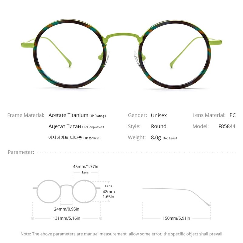 FONEX Acetate Titanium Glasses Frame Men 2024 New Round Eyeglasses