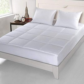 Cottonpure 500 Thread Count Sustainable Overfilled Self-Cooling 100% Cotton Fill and Cover Mattress Pad, Full, White