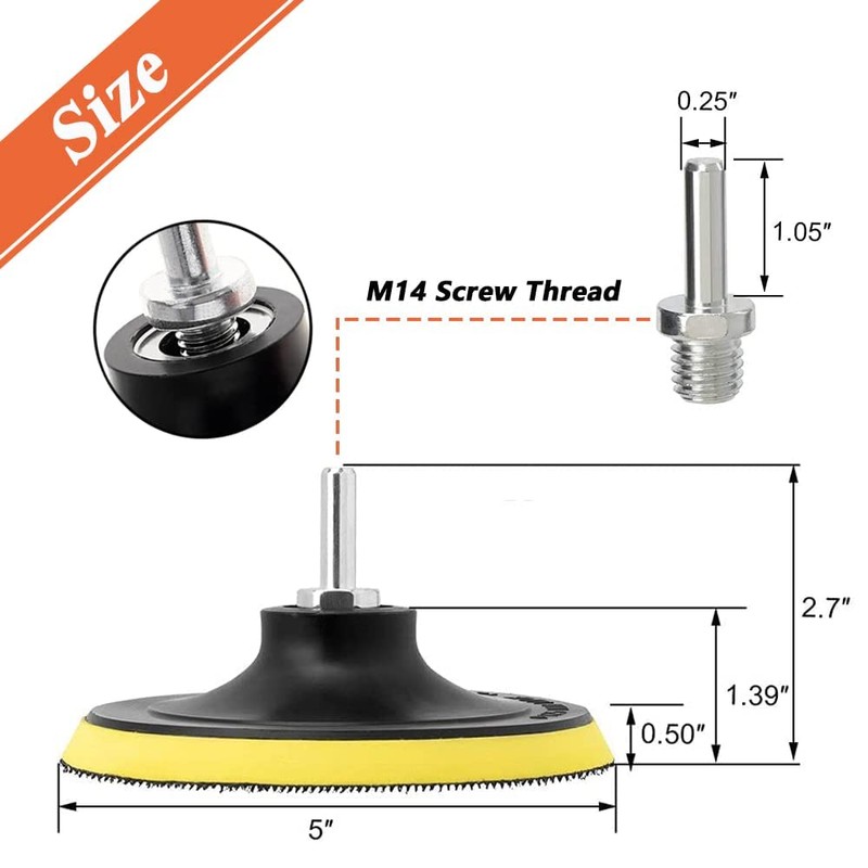 Mesee 2-Pack 5 Inch/125mm Hook and Loop Backing Pad with