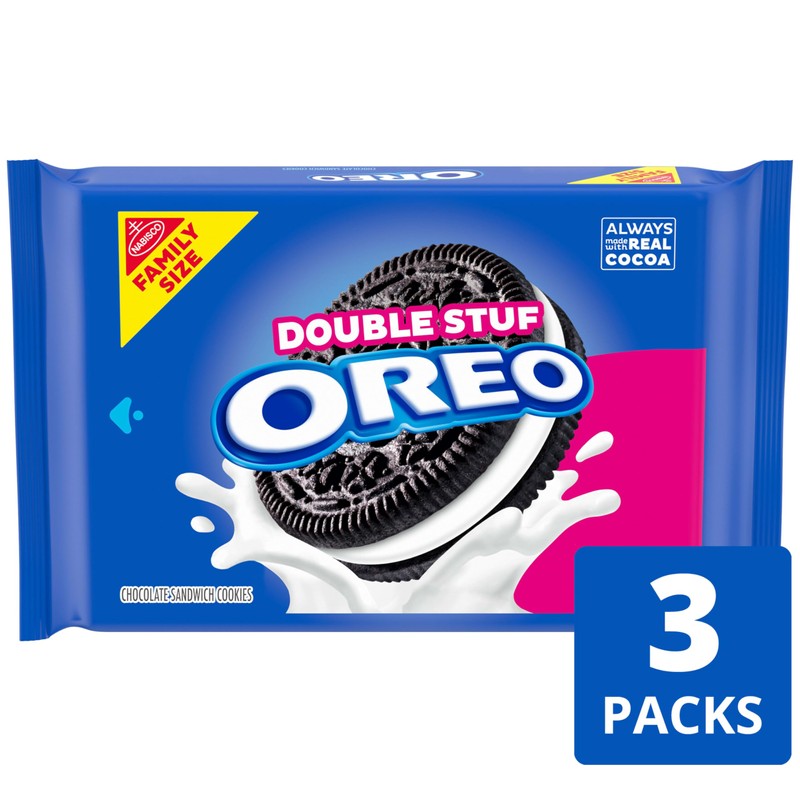 OREO Double Stuf Chocolate Sandwich Cookies, Family Size, 3 Packs