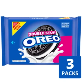 OREO Double Stuf Chocolate Sandwich Cookies, Family Size, 3 Packs
