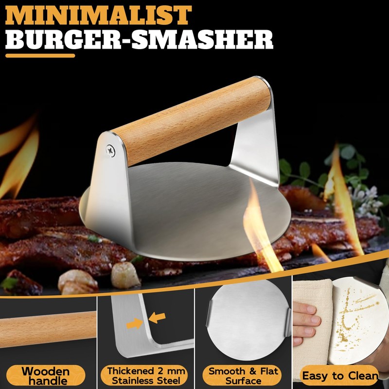 PURPLEBIRD Smash Burger Press kit 3PCS Set, Stainless Griddle Spatulas