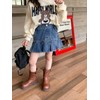 Flofallzique Girls Denim Skirt Pleated Toddler Jean Skorts Skirts with